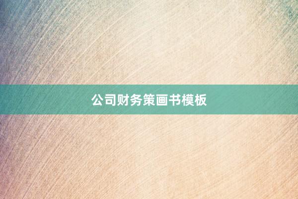 公司财务策画书模板